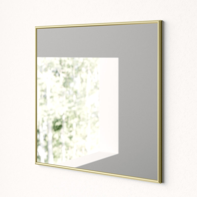 Metal Flat Wall Mirror, 16.25"x 16.25"