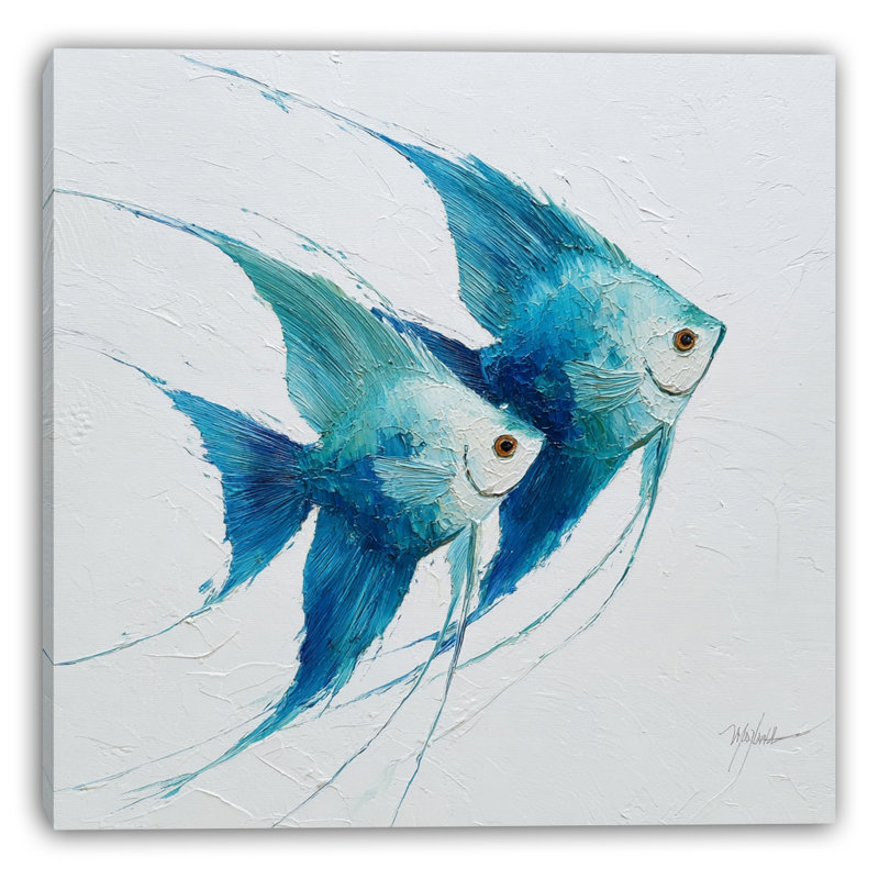 "Blue pair", art mural sur toile tendue, H 40 po x l 40 po
