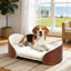 Ergonomic Solid Wood Dog Bed with Memory Foam Padding and Elevated Design-1119636068