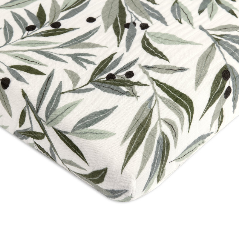 Olive Branches Muslin Mini Crib Sheet