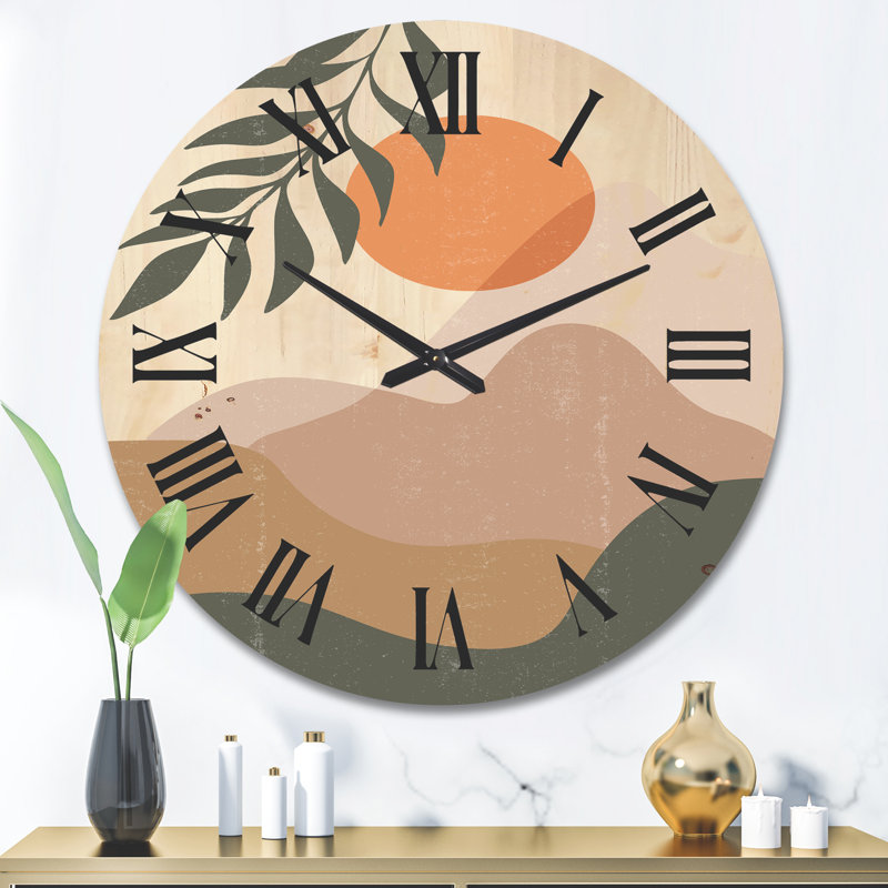 Horloge murale abstraite lune en terre aux tons de terre I, Très grand