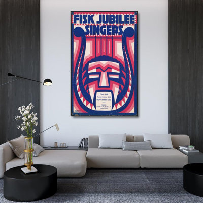 "Graphic Design for Fisk Jubilee Singers.] [Concert Poster with Harp and Mask Motif" by  Winold Reiss - Gallery Wrap Canvas Wall Art