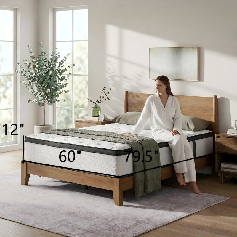 Queen Size 12 Inch Hybrid Mattress Ultra Soft Gel Memory Foam Lumbar Support