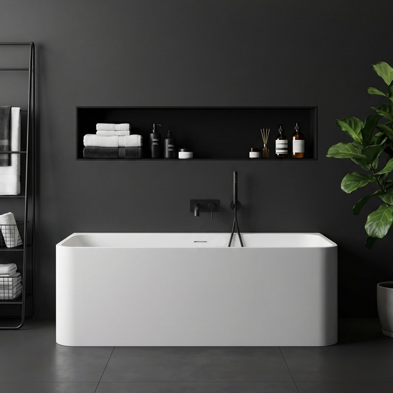 Baignoire de trempage autoportante à surface solide 67 po Pensen