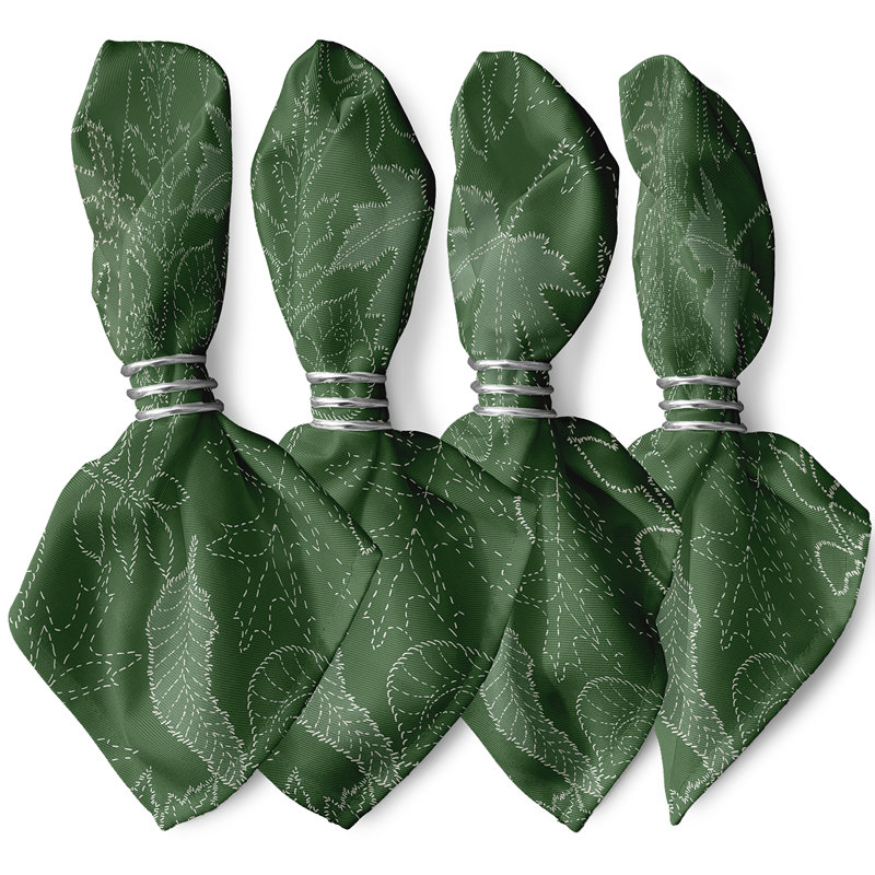 Ensemble de serviettes 4 pièces à motif de feuilles à pois Maxson, Vert
