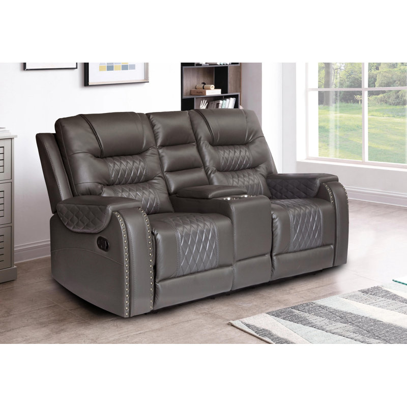 Sabriena Faux Leather Recliner, Gray Faux Leather