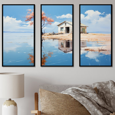 «Minimalisme Lakefront Cottage Oasis 1», art mural sur toile