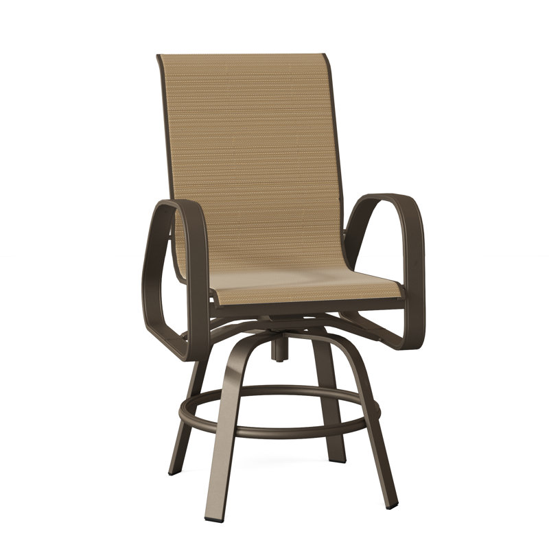 Chaise de patio pivotante Primera, Rayures de sable Bailey Sunbrella®, Argent texturé