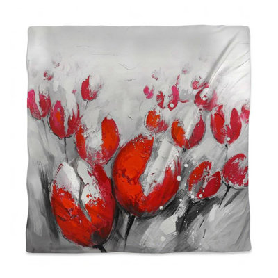 Red Tulips Duvet Cover | Botanical Bedroom Floral Decor