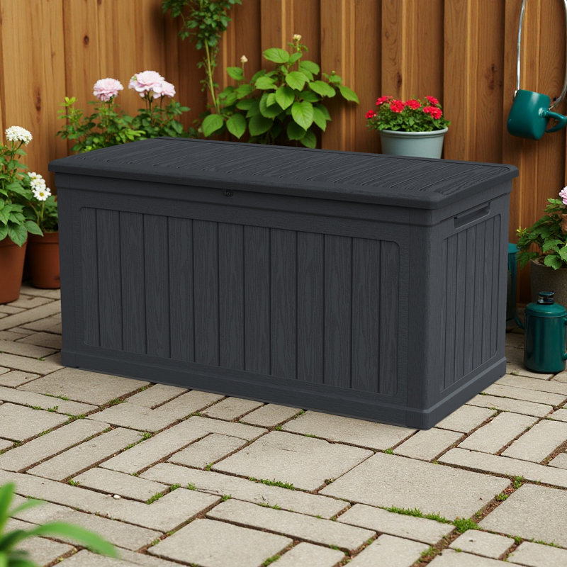 Coffre de terrasse en résine à double paroi 230 gallons - Rangement et sièges imperméables et verrouillables, capacité de 440 lb