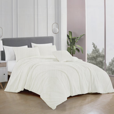 Ensemble d'édredon luxueux 4 pièces à nervures texturées