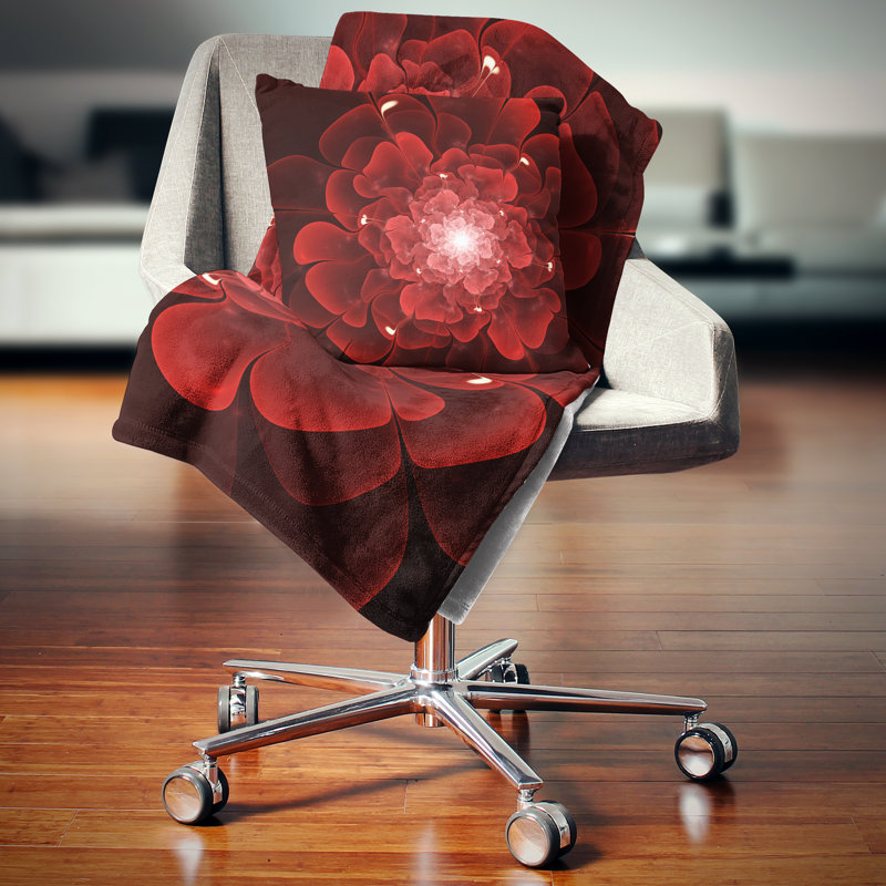 Coussin décoratif floral à fleurs fractales, 16 po x 1 po, Coussin décoratif