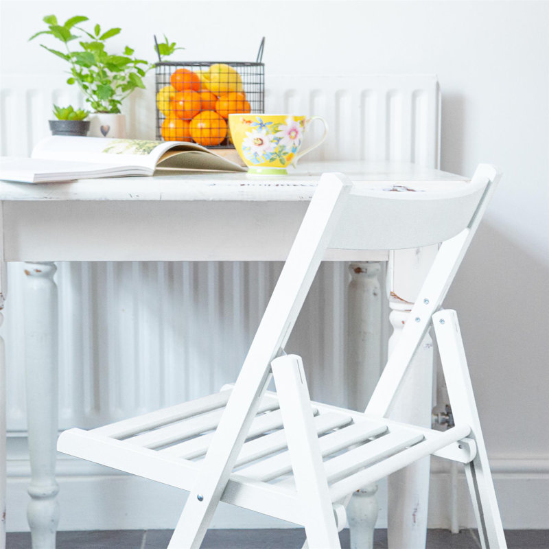 Harbour Housewares - Beech Wood Folding Chair, White