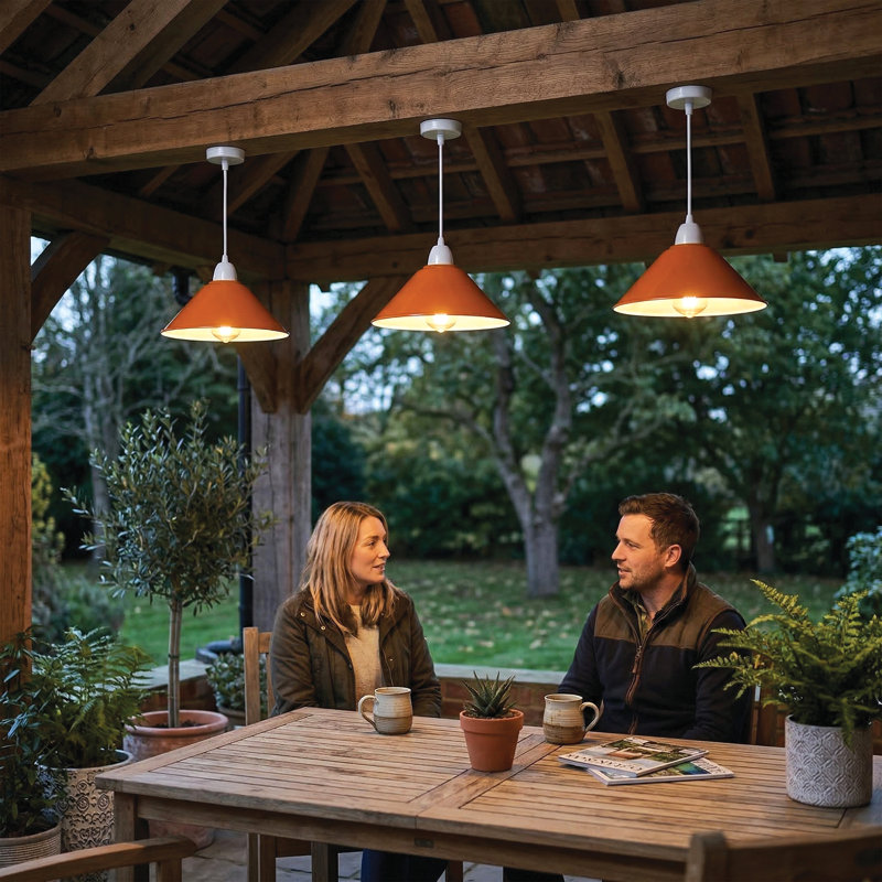 10cm H Metal Cone Lamp Shade, Orange