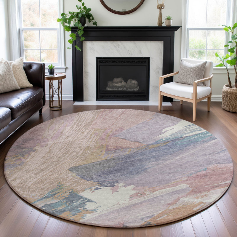 Premium Machine Washable Elize AMF1511 Modern Rug, Round 8'