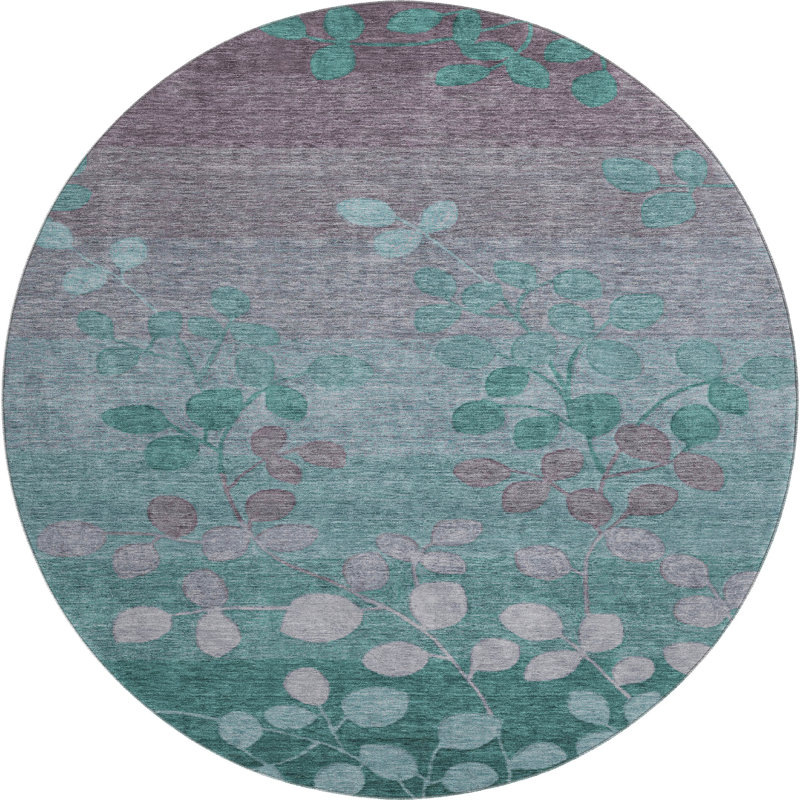 Premium Machine Washable Mayfield AMF1900 Floral Rug, Round 8'