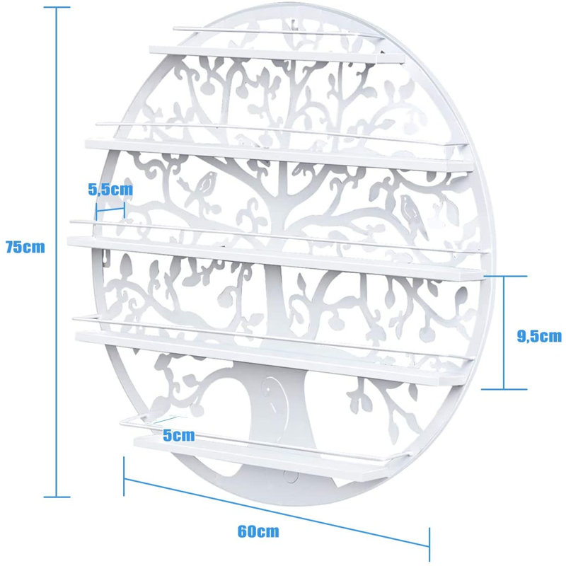 Amyris 5 Piece Circle Metal Accent Shelf, White