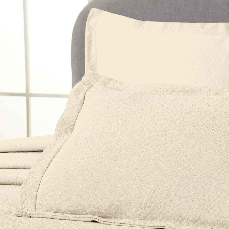Ensemble de couvre-lit matelassé 100% coton Blue Nile Mills - jacquard Celtic Circle surdimensionné, Ivoire ivoire