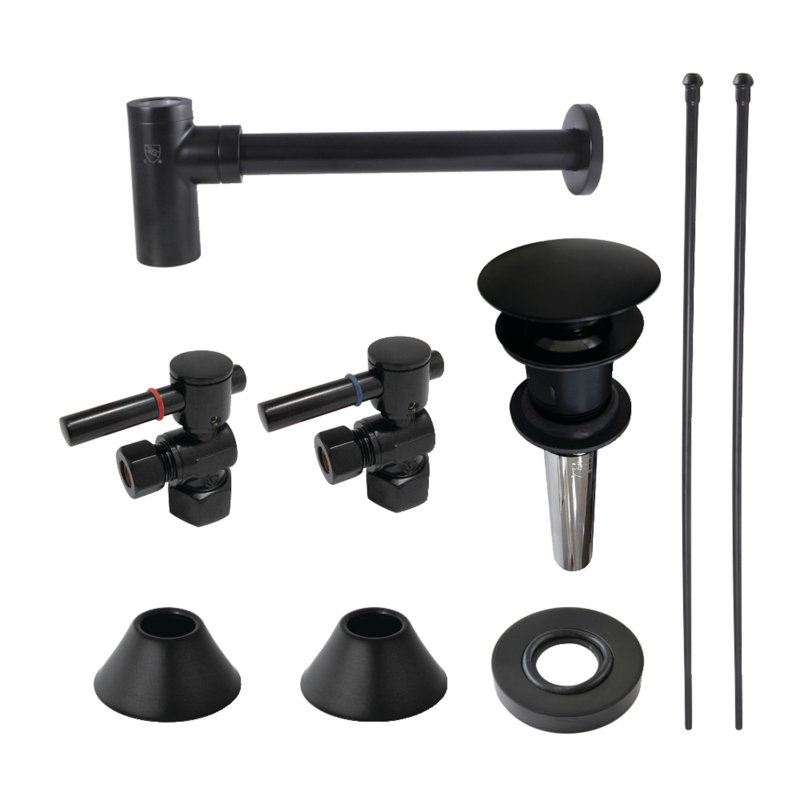Kingston Brass Trimscape Contemporary Plumbing Sink Trim Kit with Bottle Trap and Overflow Drain, Matte Black