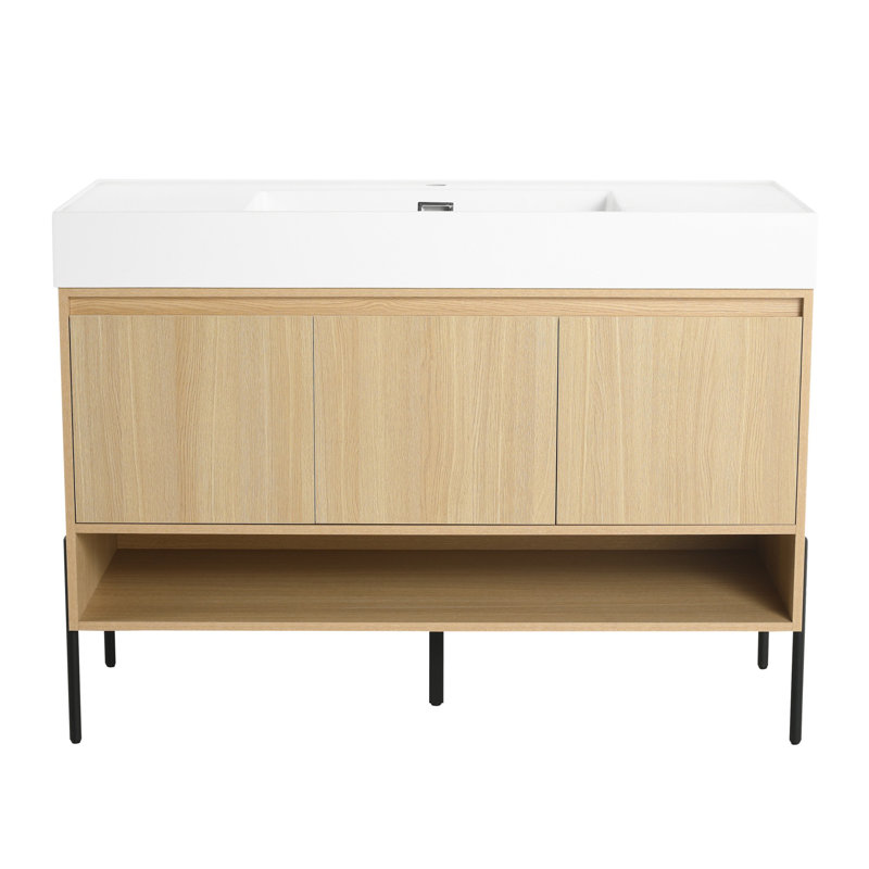 Ensemble de meuble-lavabo de salle de bain avec lavabo simple, ensemble d'armoires de rangement modernes