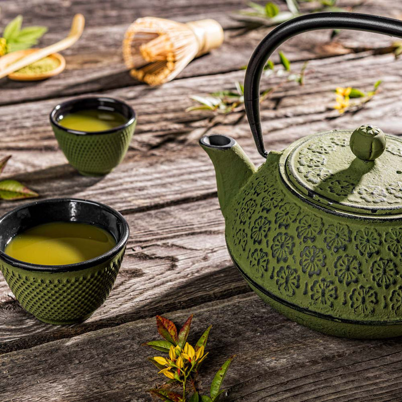 Fleurs de cerisier 30 oz Théière Stovetop Safe, Vert