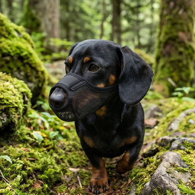 Museau respirant en maille pour chien, noir