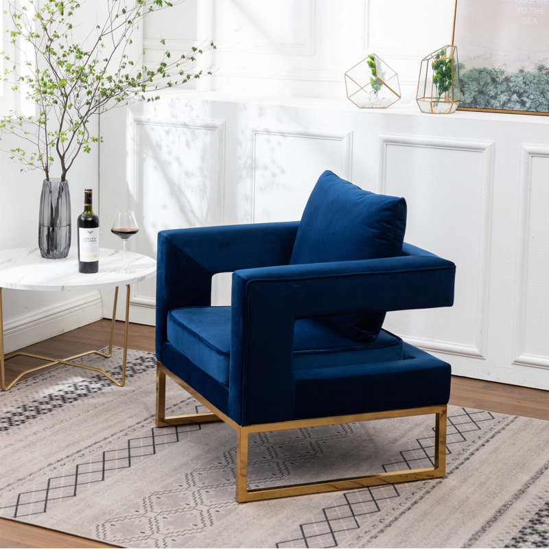 Fauteuil d'appoint rembourré Lenola, Tissu bleu