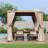 Aluminum Louvered Pergola with Adjustable Roof and Curtains-86171884-113049670