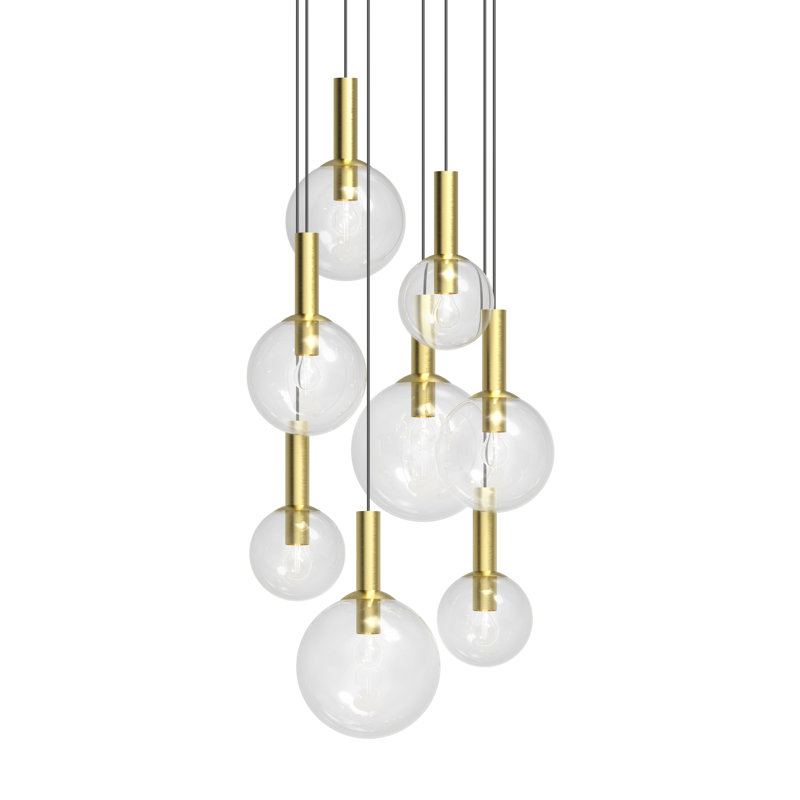 Bubbles 8 - Light Pendant, Satin Brass, 22" H x 29" W x 29" D