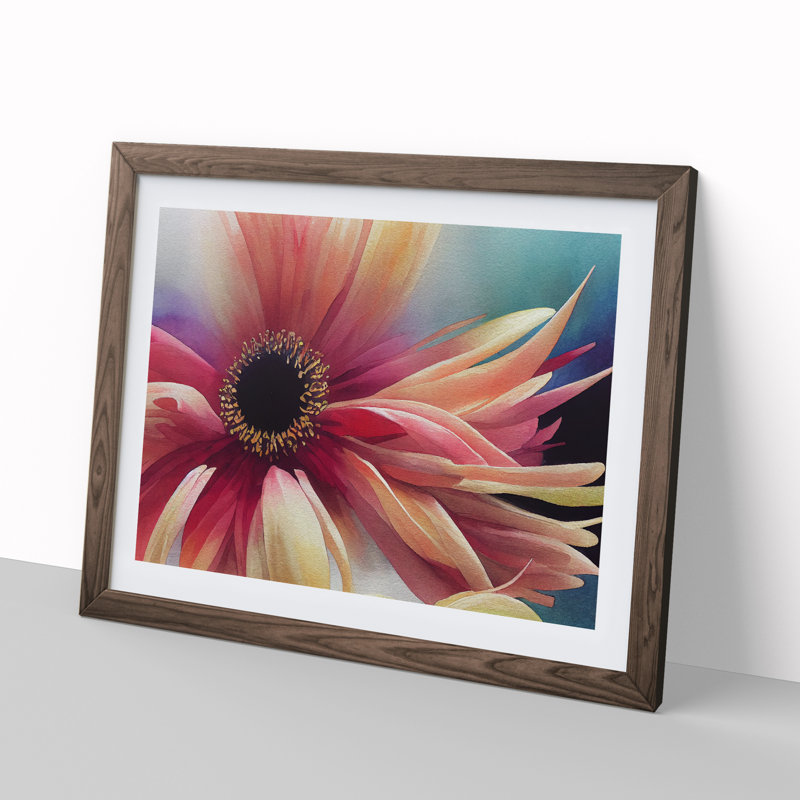 Chrysanthemum Watercolour Flower Vol.5 - Framed Print, 34cm H x 46cm W x 2cm D, Walnut Framed