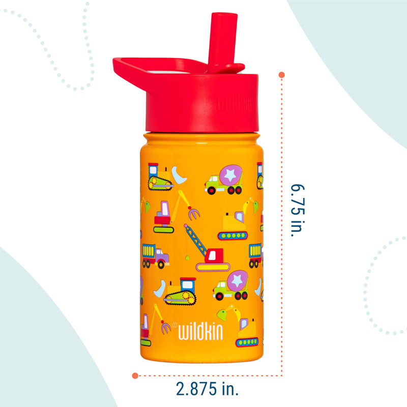Bouteille d'eau en acier inoxydable 14 oz pour enfants Wildkin - sans BPA, étanche, isolée, facile à nettoyer - en construction