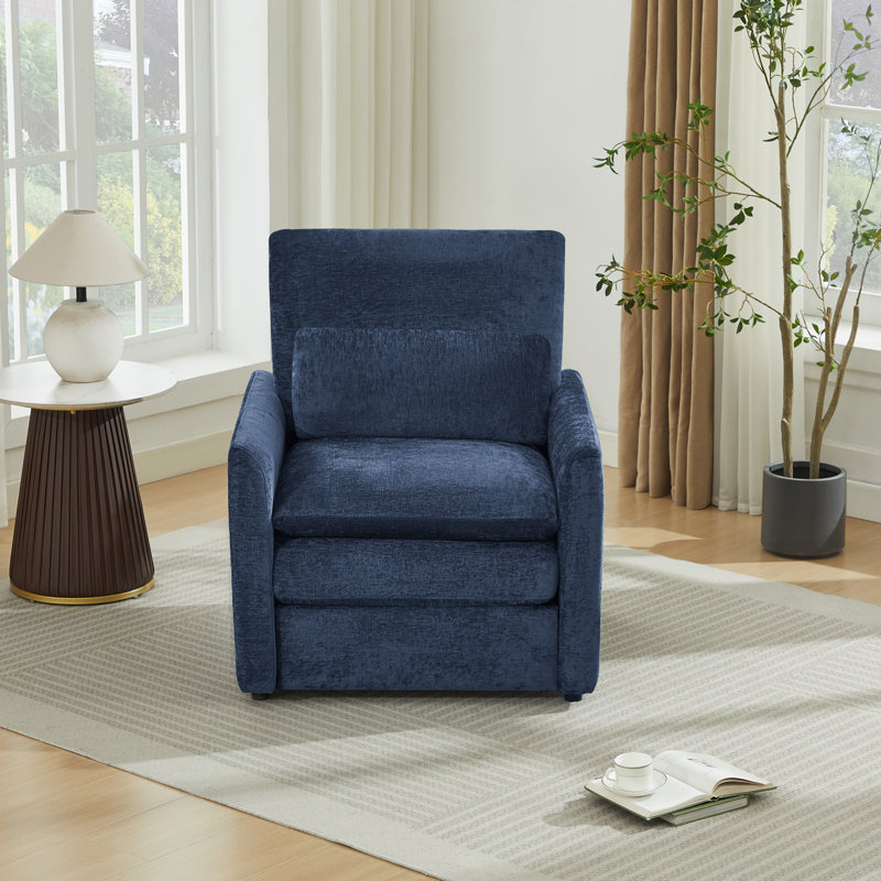 Drago 32.5'' Upholstered Square Arm Modern Accent Chair, Blue