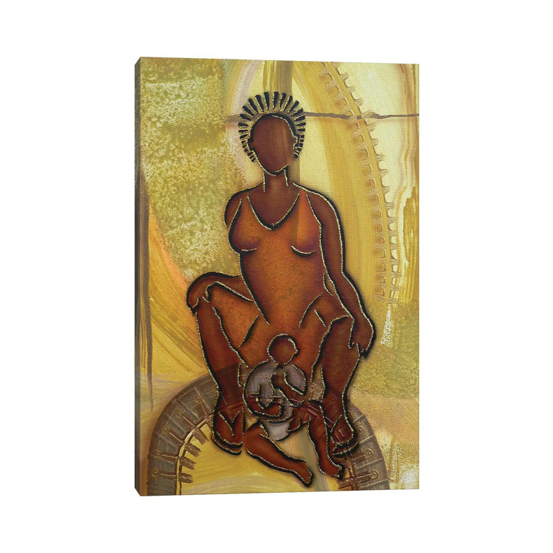 « Mère et enfant » par Fred Odle-impression, Pas de tapis, H 26 po x l 18 po x 1,5 po, Toile tendue