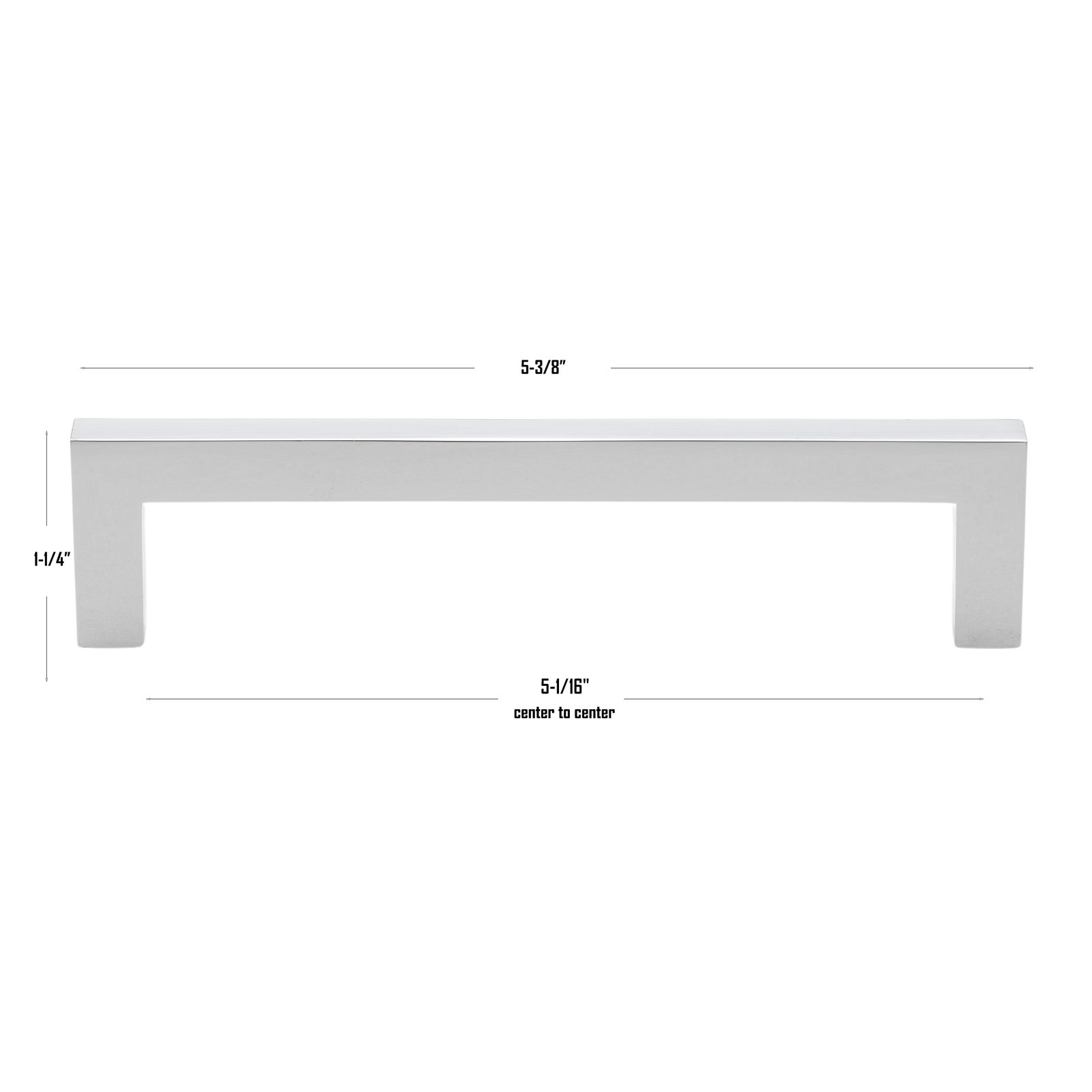 Kingston Collection Solid Square Bar Pull, Polished Chrome, 5 1/16"