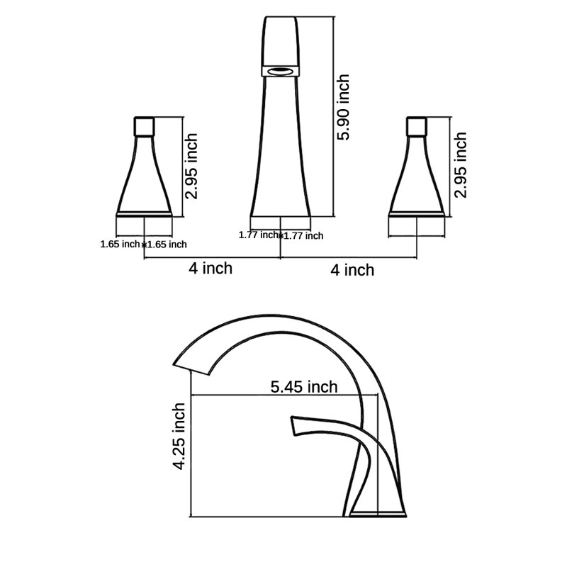 Widespread 2-handle Bathroom Faucet with Drain Assembly, Brushed Gold