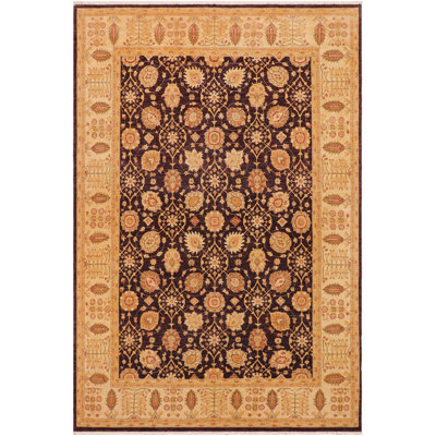 Tapis beige / brun / rouge en laine noué à la main de style oriental Osyrus 9 pi x 12 pi 0 po