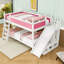 Lit superposé double en bois avec glissière, échelles et tablettes intégrées-129595883