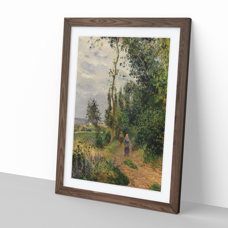 Landscape in Pontoise by Camille Pissarro - Picture Frame Painting, 48cm H x 36cm W x 2cm D, Walnut Framed