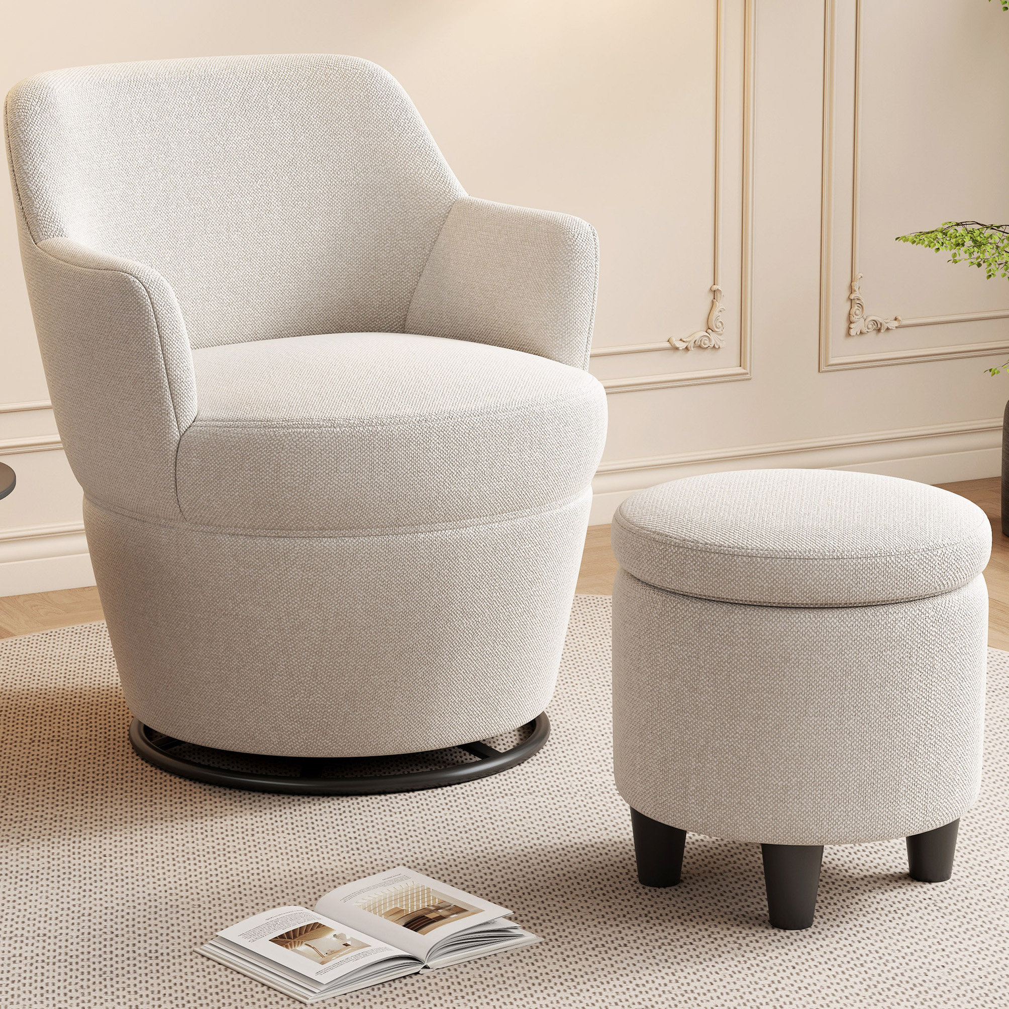 Ebern Designs 26.3"W 360°Swivel Accent Chair with Ottoman - Wayfair Canada