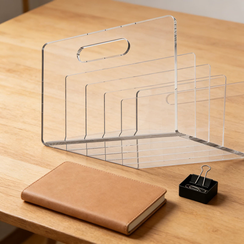 Organisateur de dossiers en acrylique et trieur de courrier avec base antidérapante, porte-documents de bureau transparent pour la maison et l'espace de travail