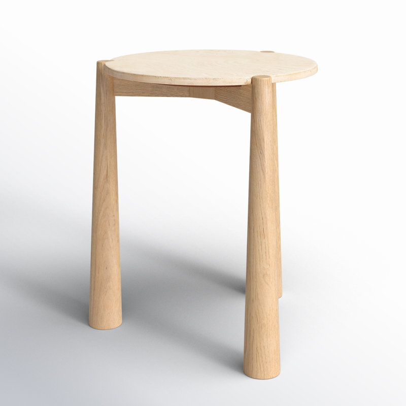 Elliott Carver Side Table, Natural Oak Top/ Natural Oak Base