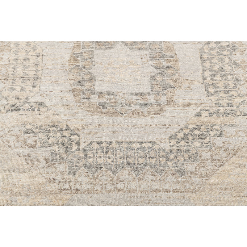 High-Quality Hand-Knotted Beige And Multi Area Rug, Rectangle 5' x 8'