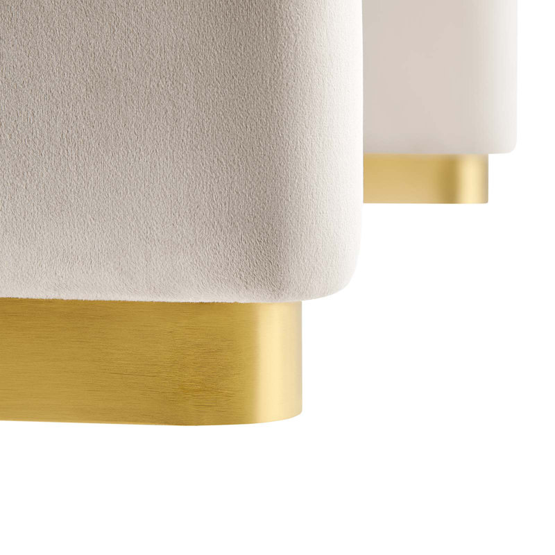 Almond Velvet Waterfall Ottoman with Brass Base