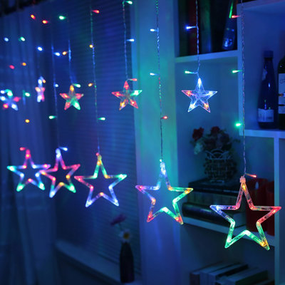 Fairytale Star Curtain LED Lights Outdoor 126 - Bulb 40'' Plug-in LED Novelty String Light