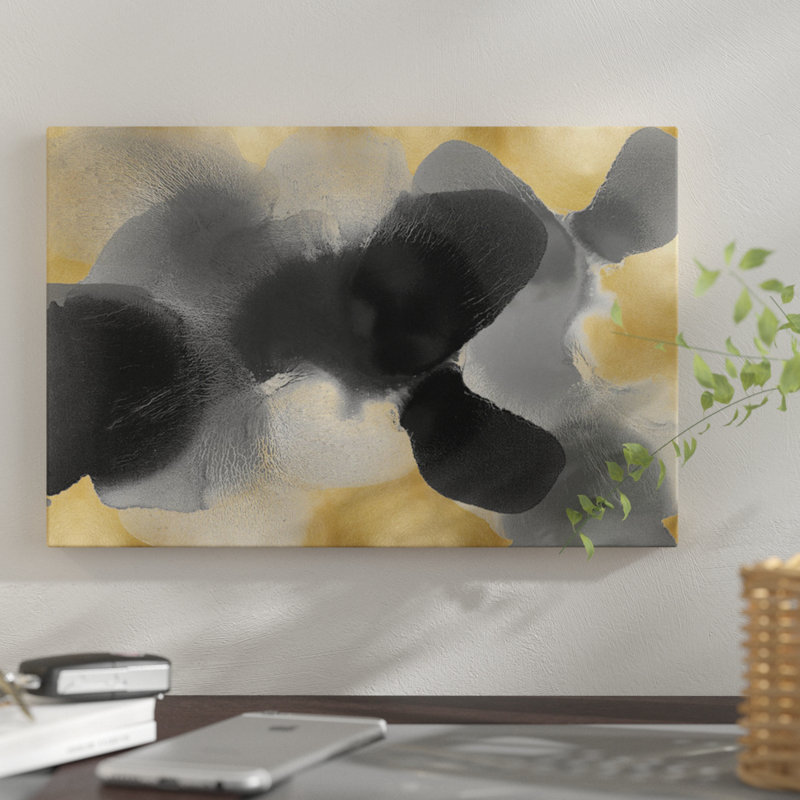 « free form on gold i », impression sur toile, H 26 po x l 40 po x P 1,5 po, Pas de tapis, Toile tendue