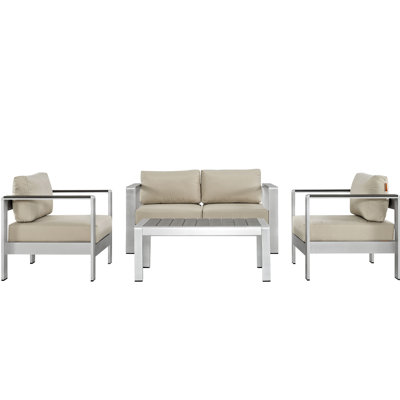 Shore 4-piece Outdoor Patio Aluminum Sectional Sofa Set