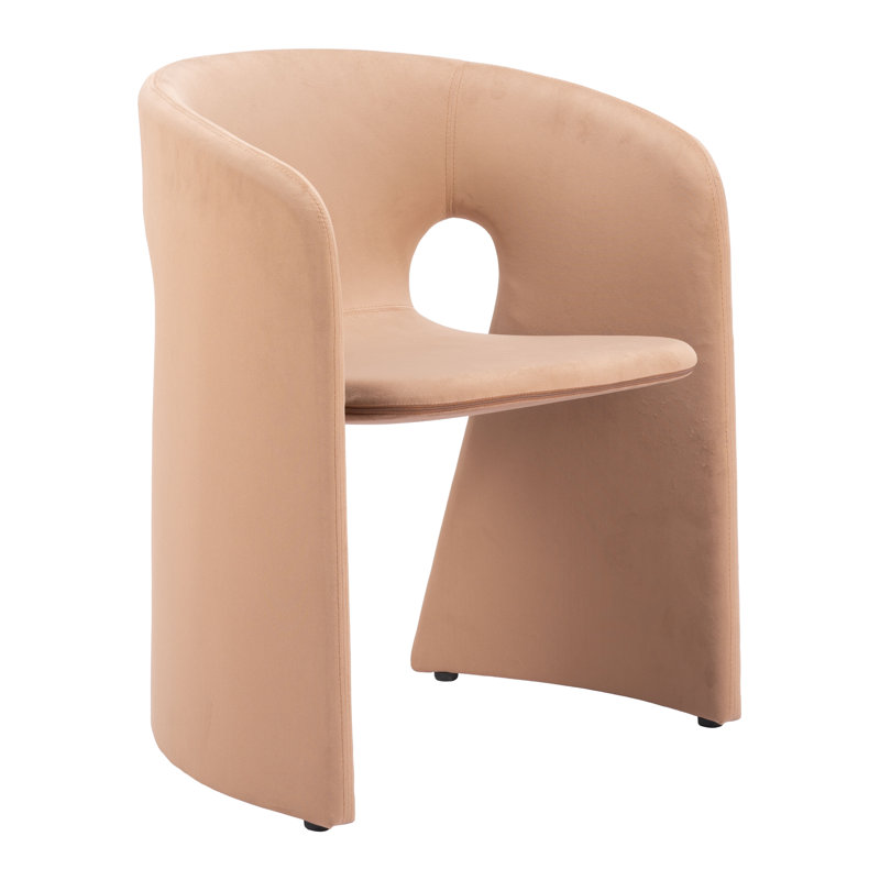 Tan Upholstered Metal Arm Chair