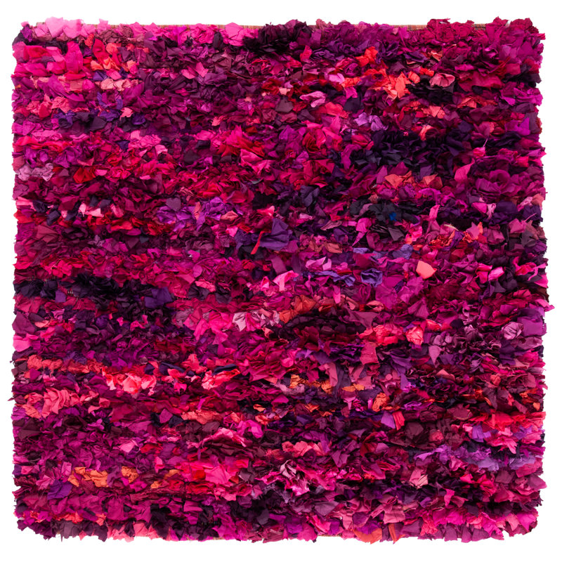 Tapis rose à poils longs Godsey, Carré 8 pi