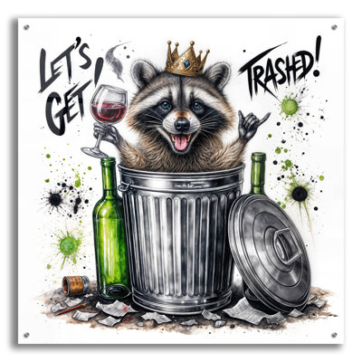  «Lets Get Trashed» par Rey Klimt, art mural en verre acrylique, 36 po x 36 po