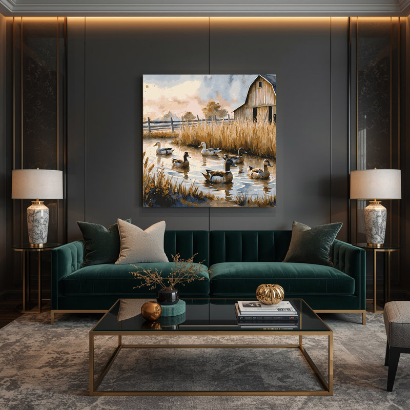 "Farm Ducks", art mural sur toile beige, H 8 po x l 8 po